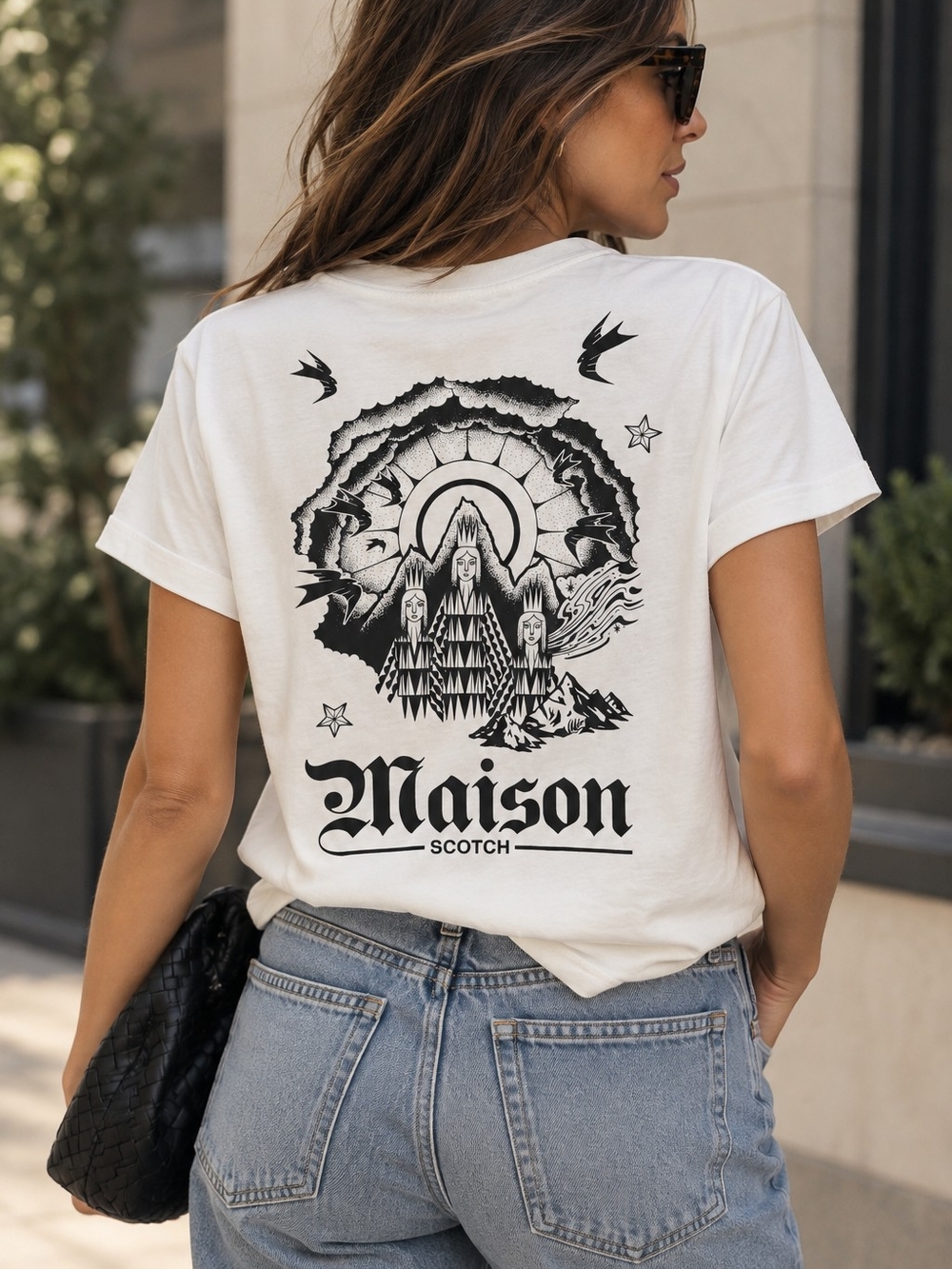 Scotch & Soda Maison Scotch Graphic Back T-Shirt White 100% Cotton Size M